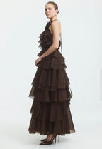 Aje Villa Gown Chocolate Brown