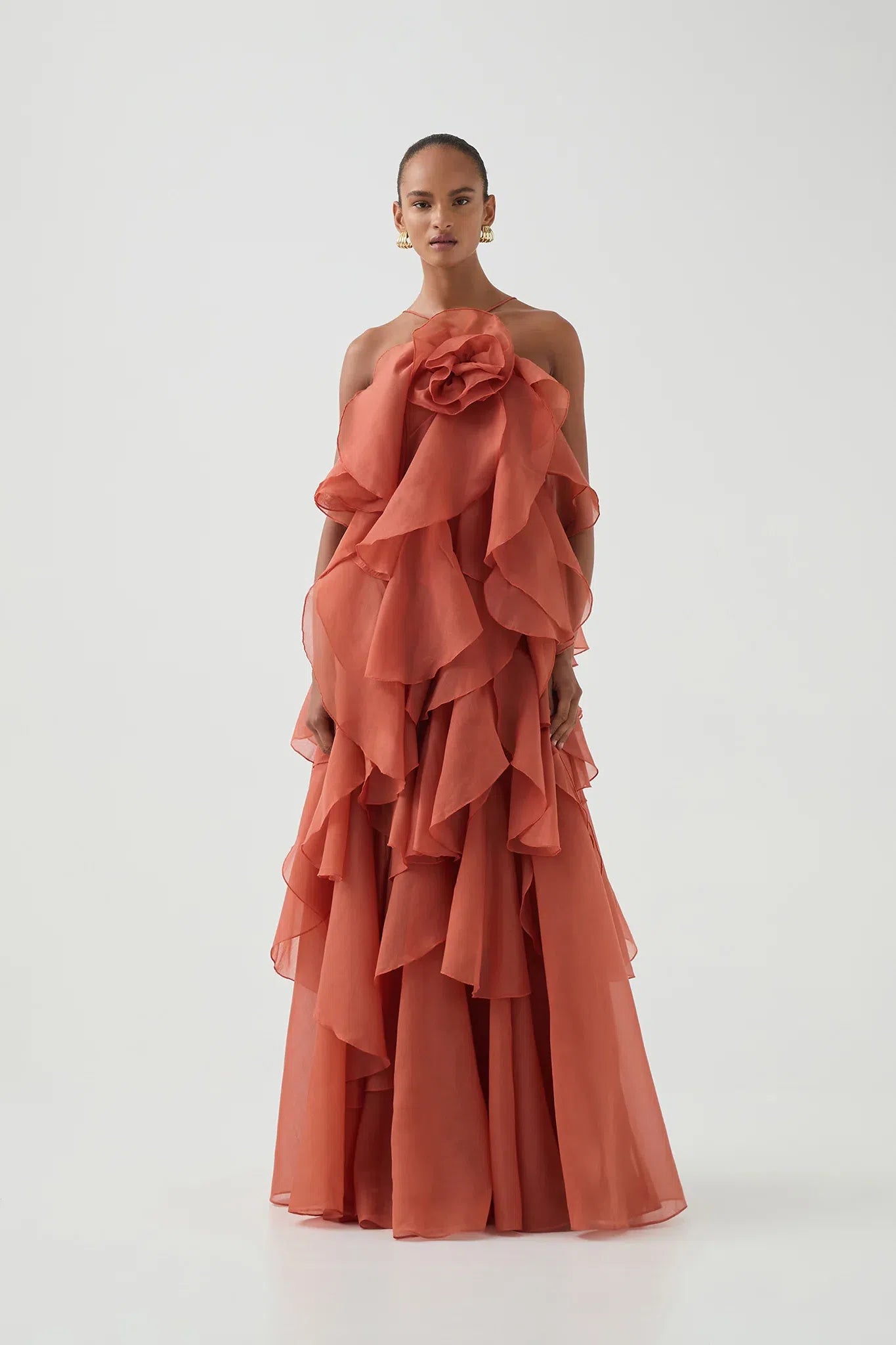 Aje Pandorea Layered Maxi Dress Coral