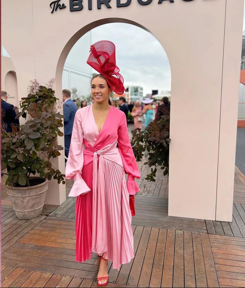 Acler Empire Midi Dress Two Tone Pink