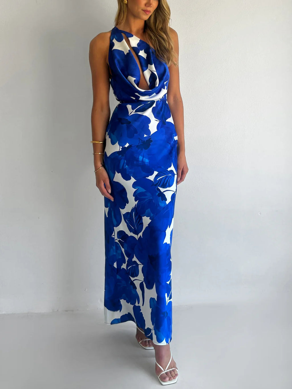 By Nicola Lucia Maxi Dress In Blue Petal