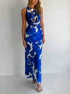 By Nicola Lucia Maxi Dress In Blue Petal
