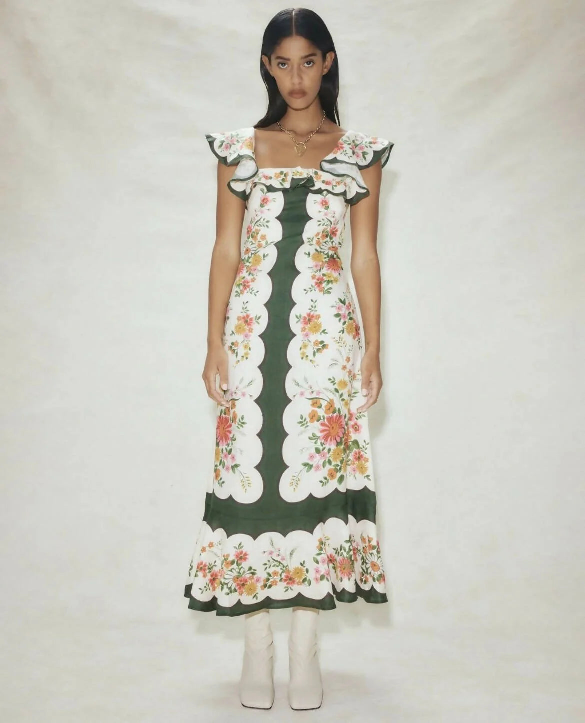 Alemais Elisabetta Ruffle Midi Dress