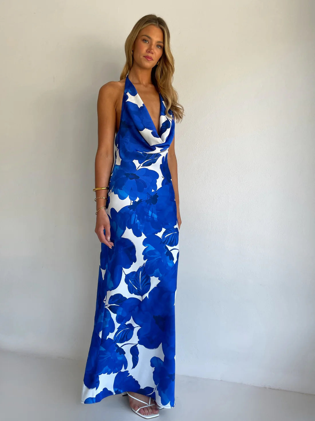 By Nicola Lucia Maxi Dress In Blue Petal