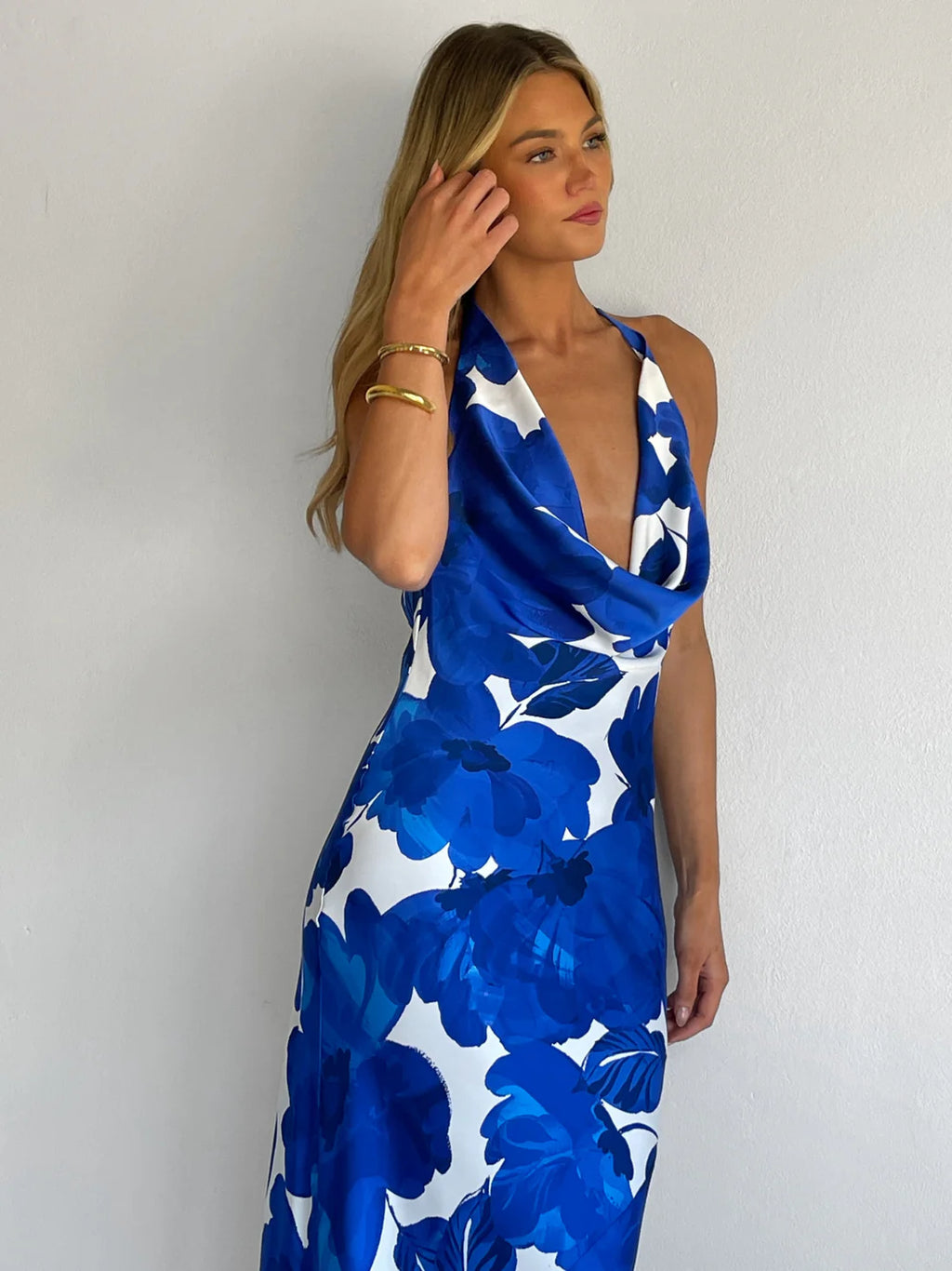 By Nicola Lucia Maxi Dress In Blue Petal
