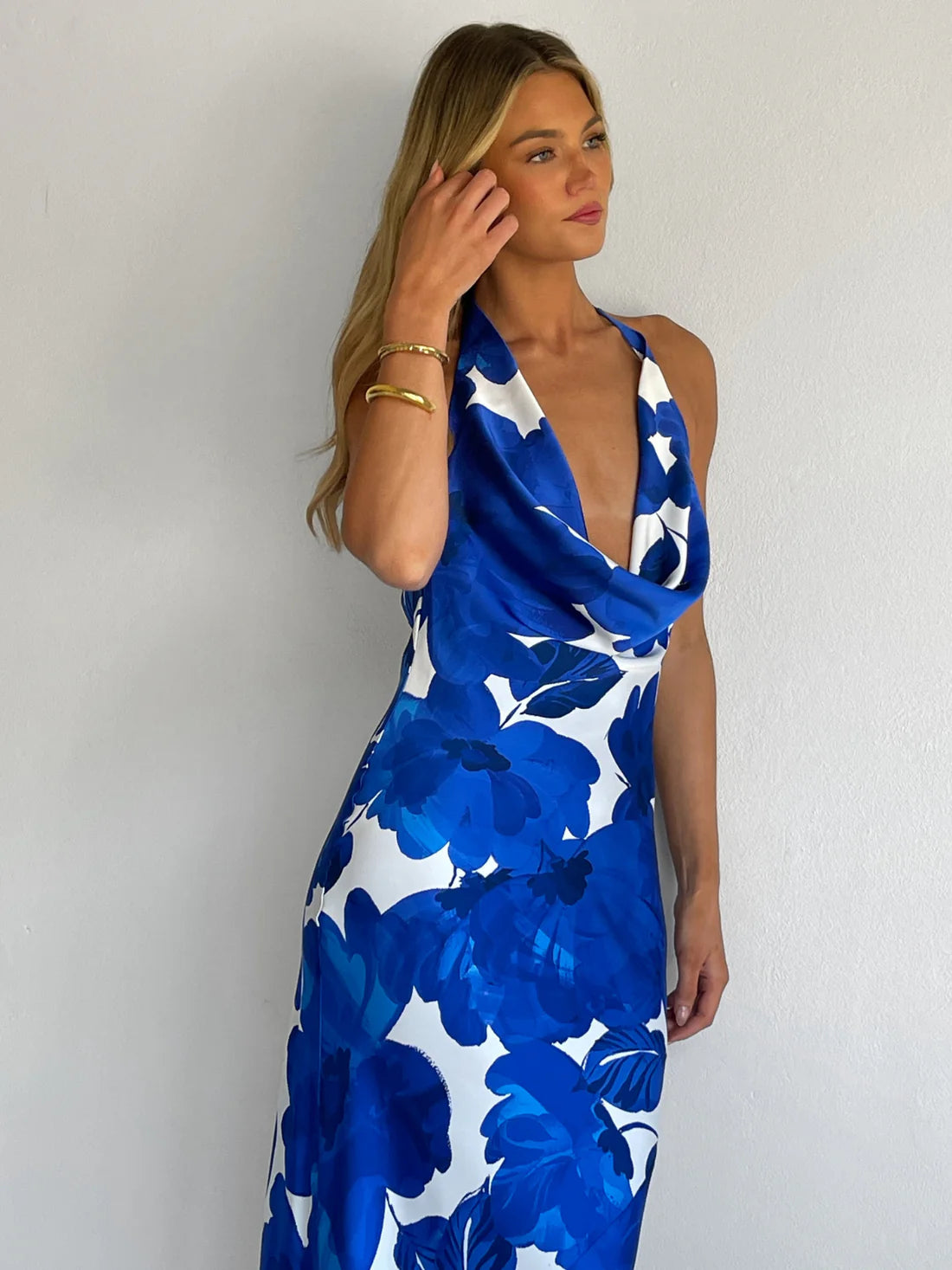 By Nicola Lucia Maxi Dress In Blue Petal