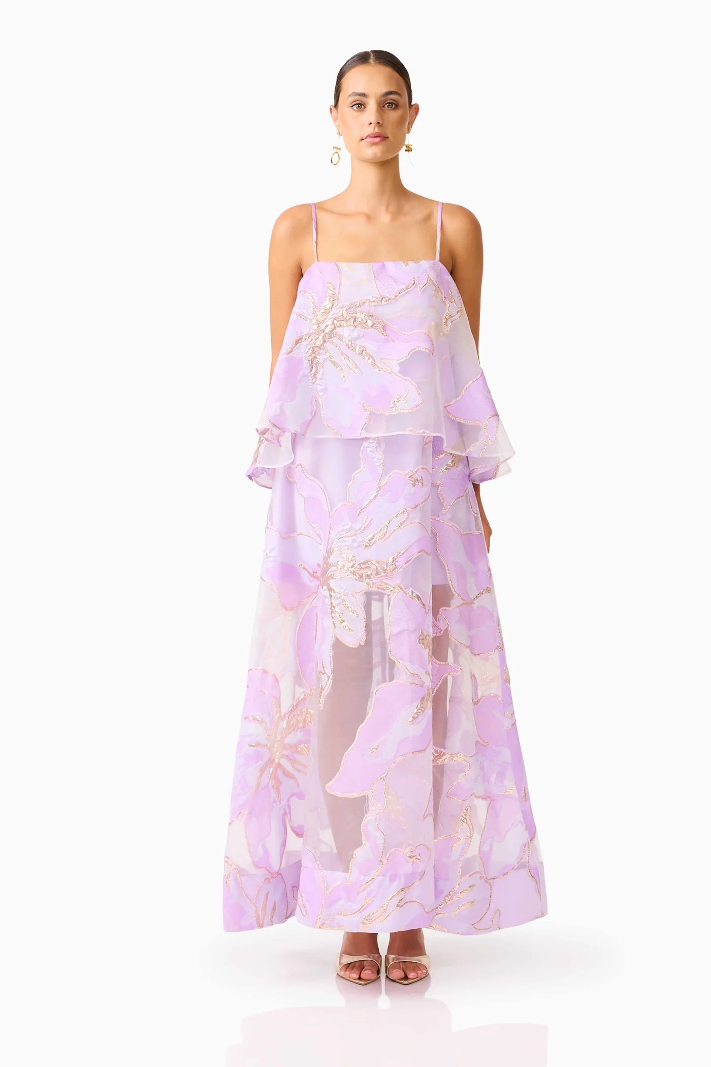 Elliatt Elysia Tiered Gown Purple Floral