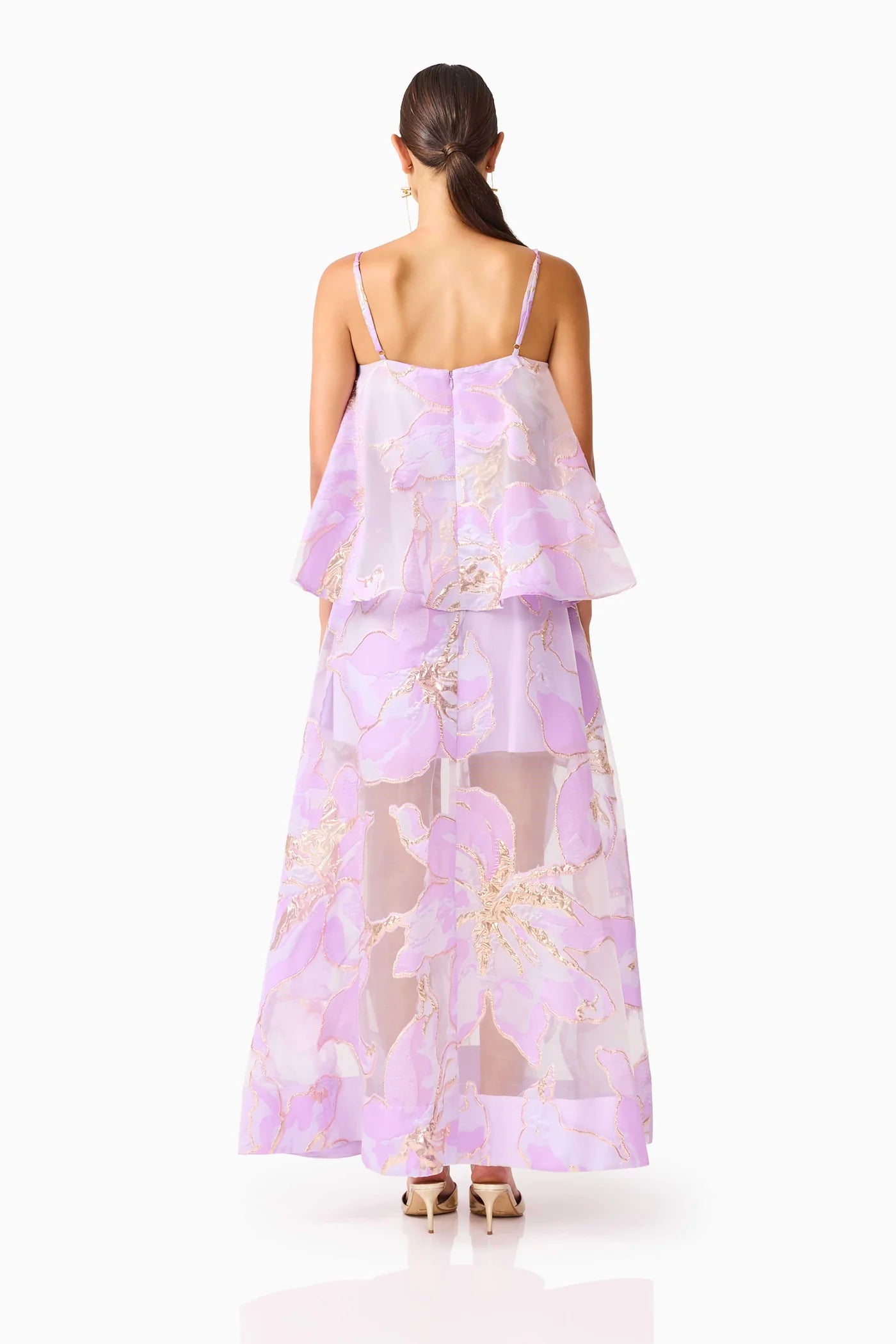 Elliatt Elysia Tiered Gown Purple Floral