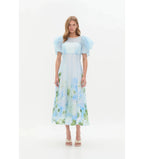 Aje Clementine Midi Dress Blue Hydrangea