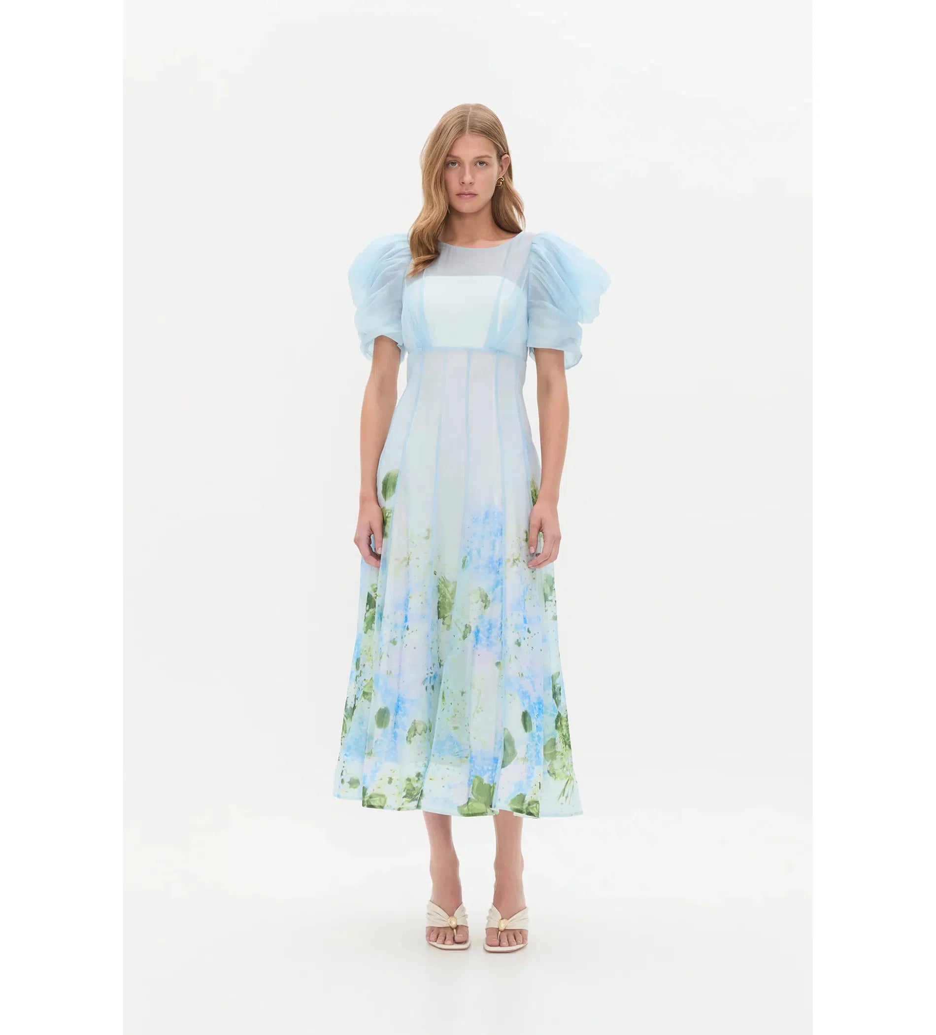 Aje Clementine Midi Dress Blue Hydrangea