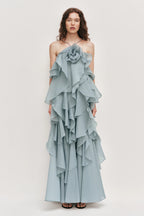 Aje Pandorea Layered Maxi Dress Duck Egg