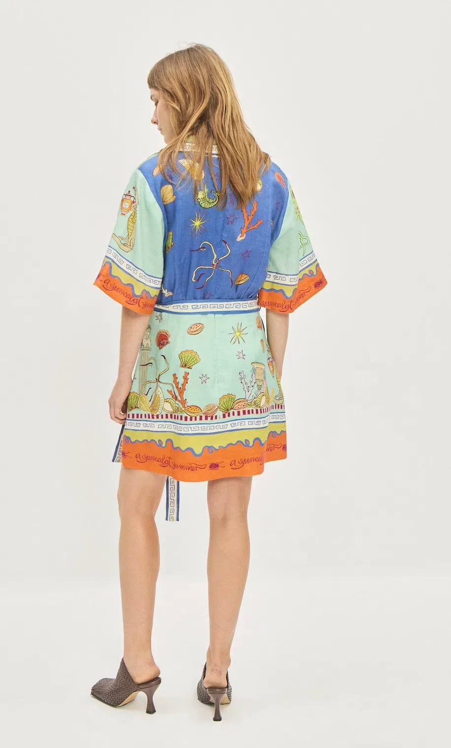 Alemais Surrealist Summer V Neck Mini Dress
