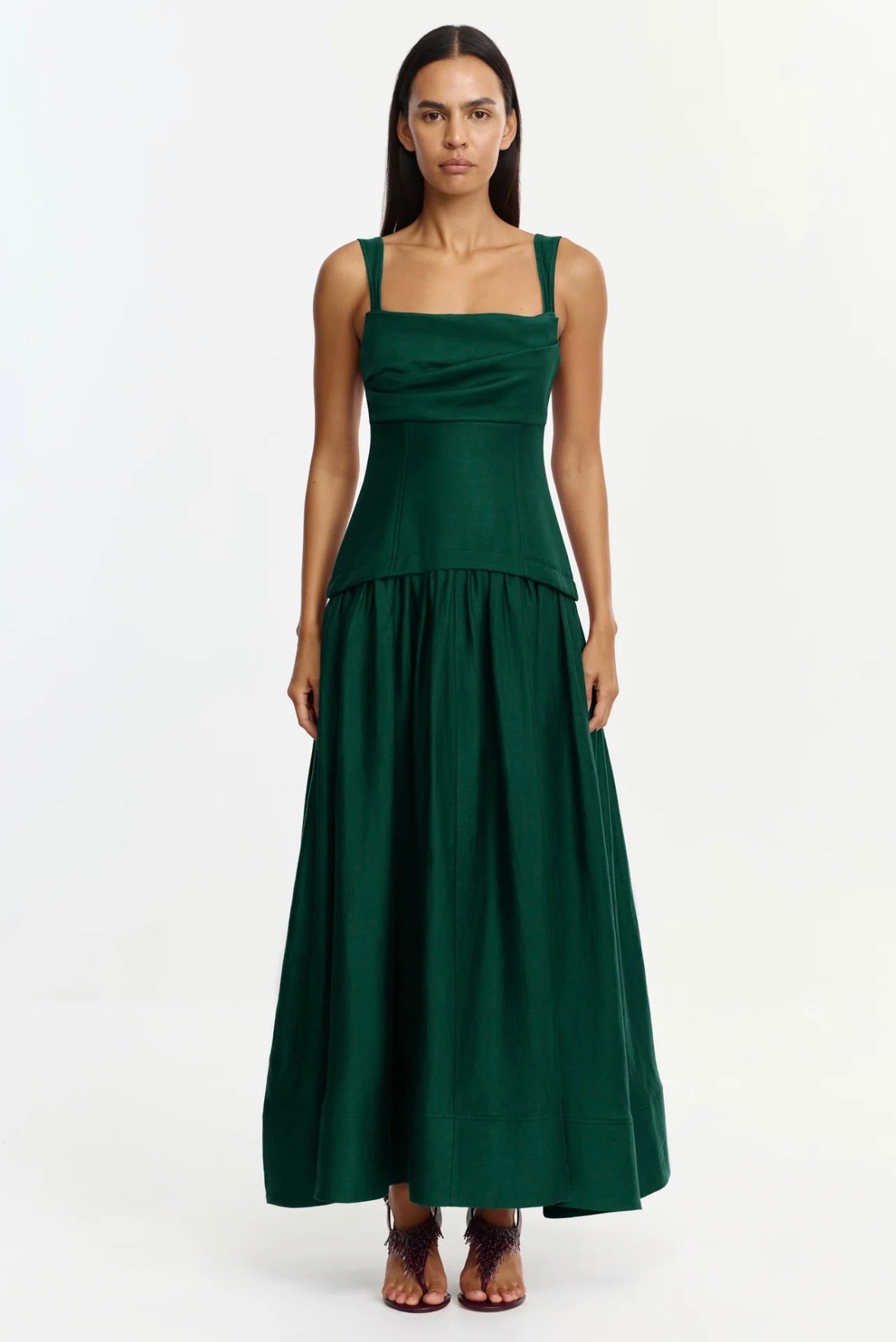 Acler Reeve Maxi Dress Deep Emerald