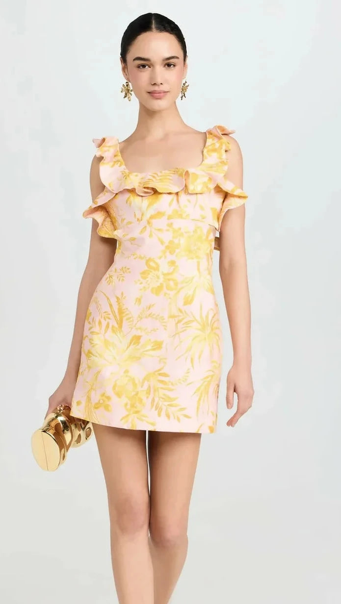 Zimmermann Golden Ruffle Mini Dress