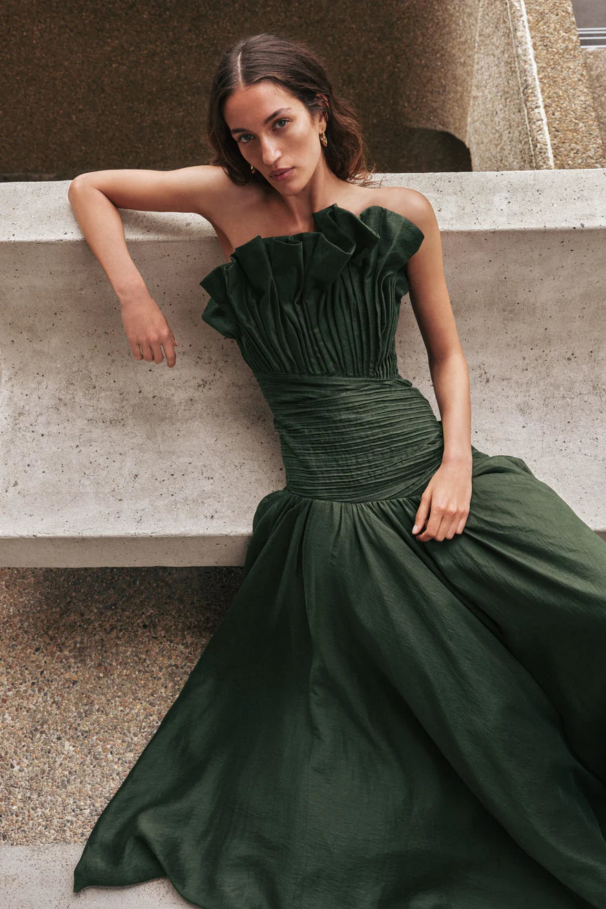 Aje Aquiline Gown Hunter Green