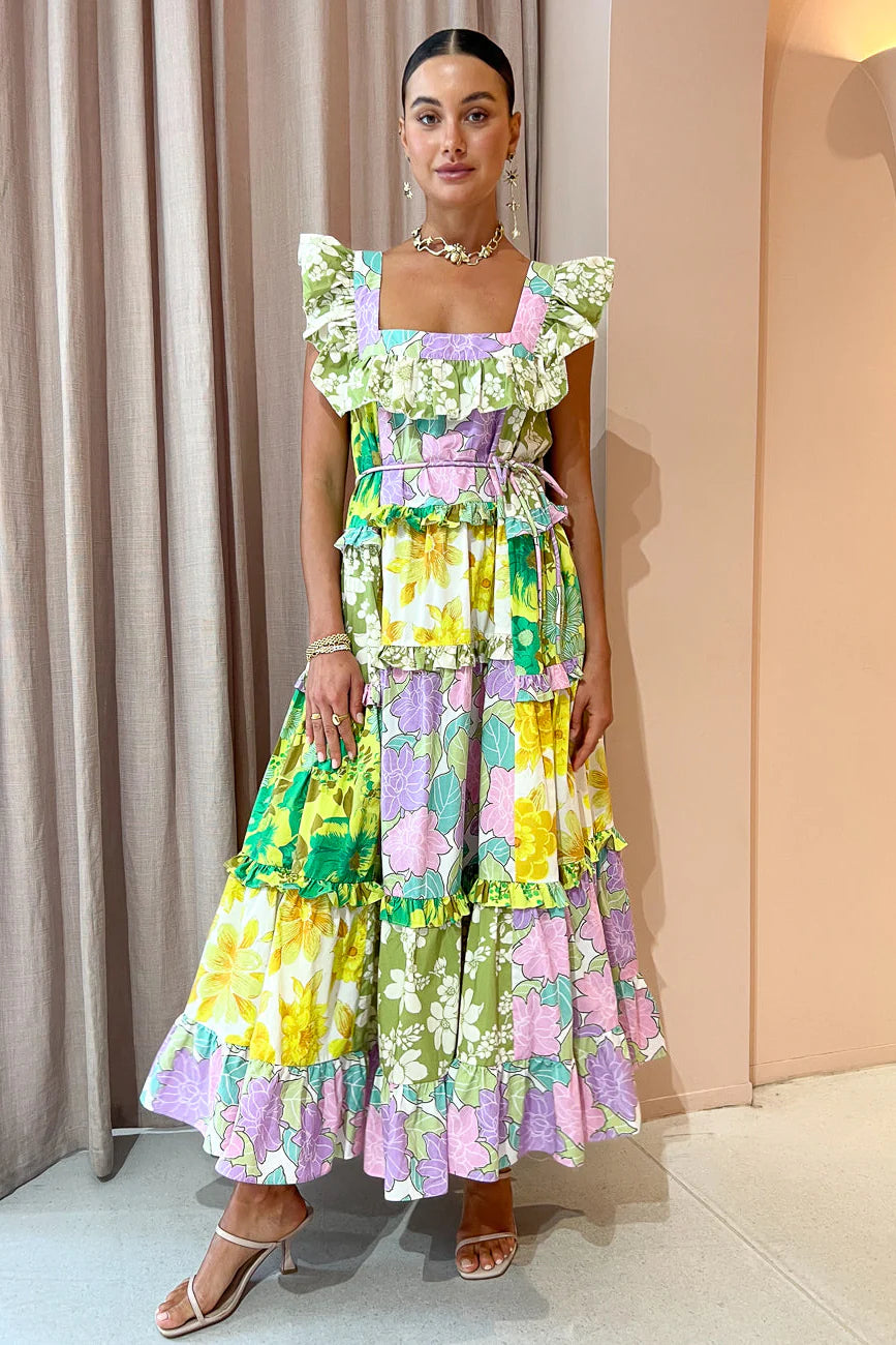 Alemais Elora Patchwork Midi Dress
