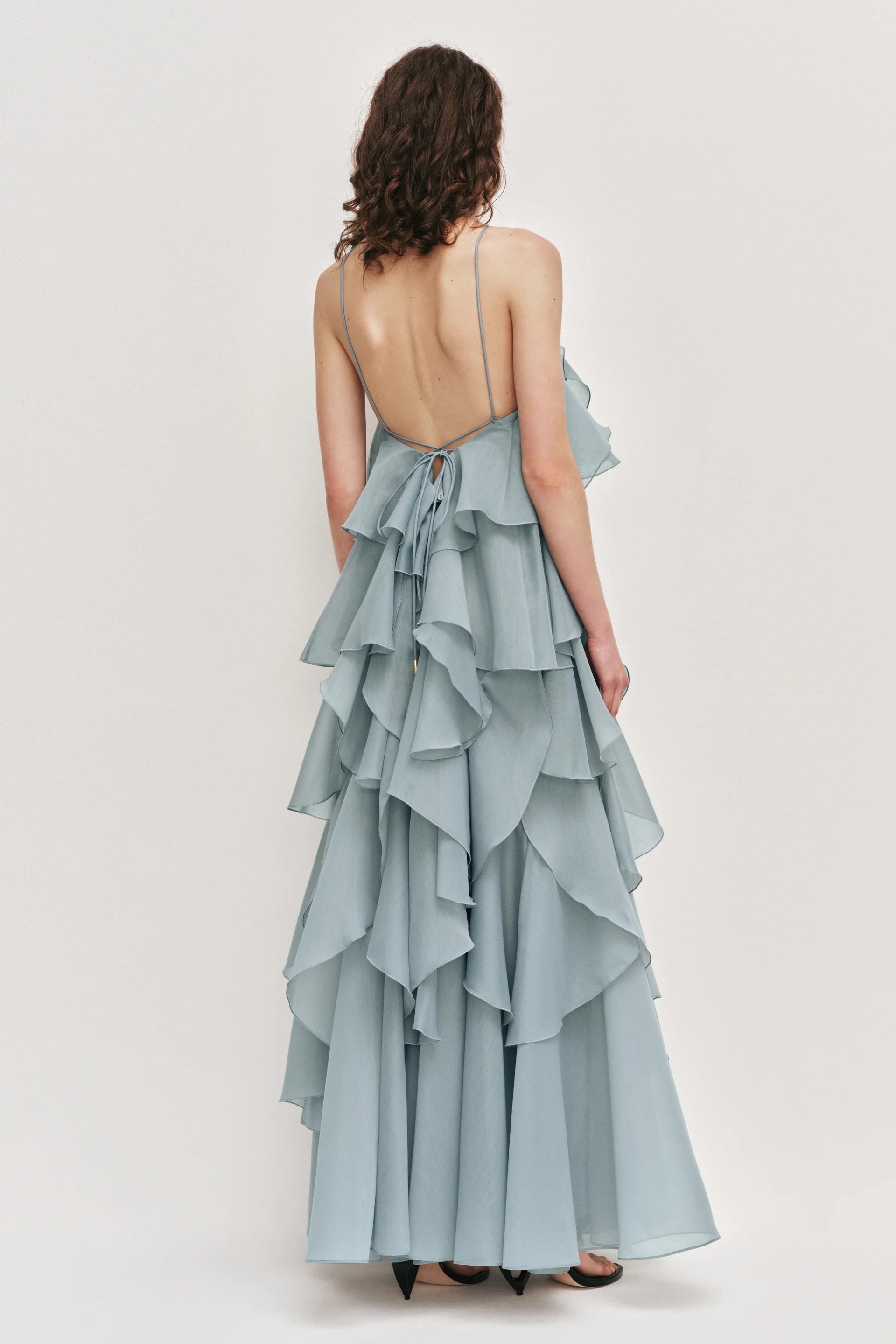 Aje Pandorea Layered Maxi Dress Duck Egg
