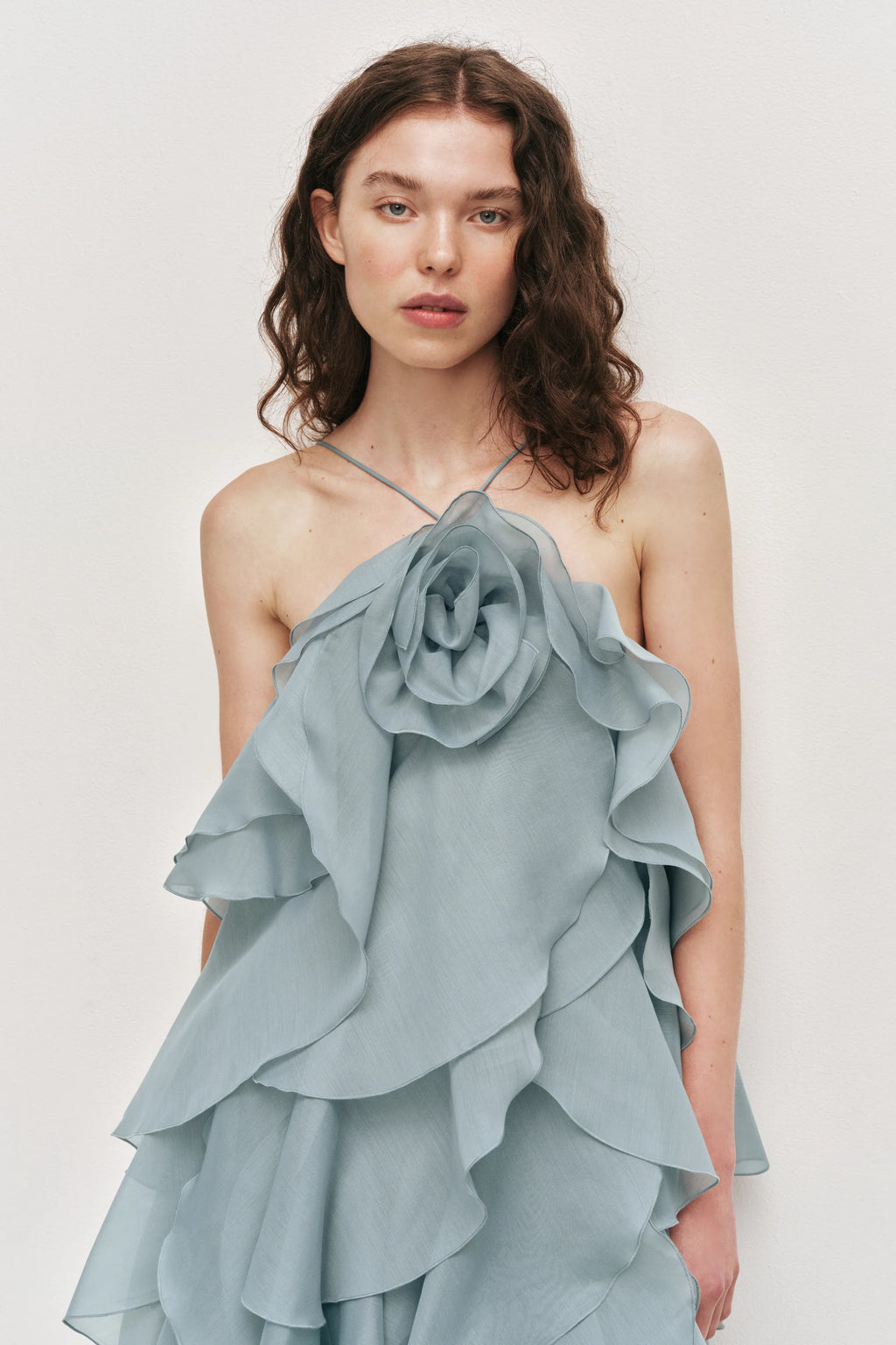 Aje Pandorea Layered Maxi Dress Duck Egg