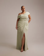 ASOS Design Draped One Shoulder Dress Sage Green