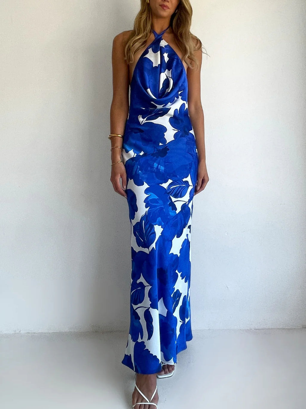 By Nicola Lucia Maxi Dress In Blue Petal