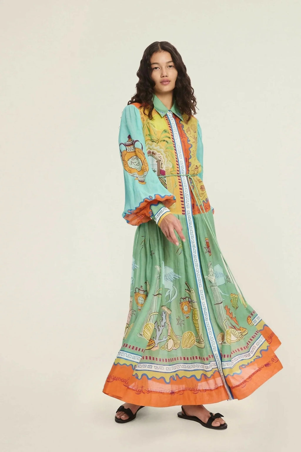 Alemais Surrealist Summer Ramie Shirtdress