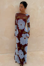 Never Fully Dressed Aria Dress Burgundy & Blue Poppy