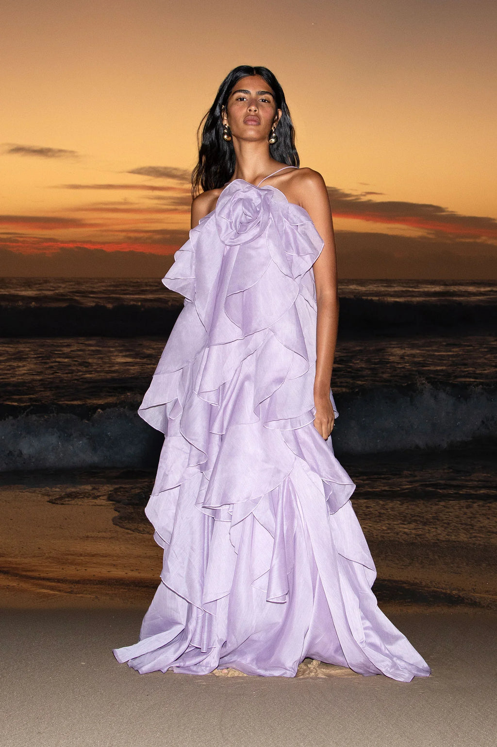 Aje Pandorea Layered Maxi Dress Lilac