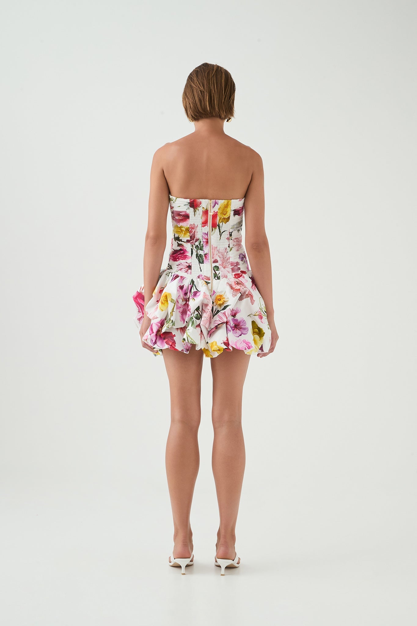 Aje Violette Bubble Hem Mini Dress Collage Floral