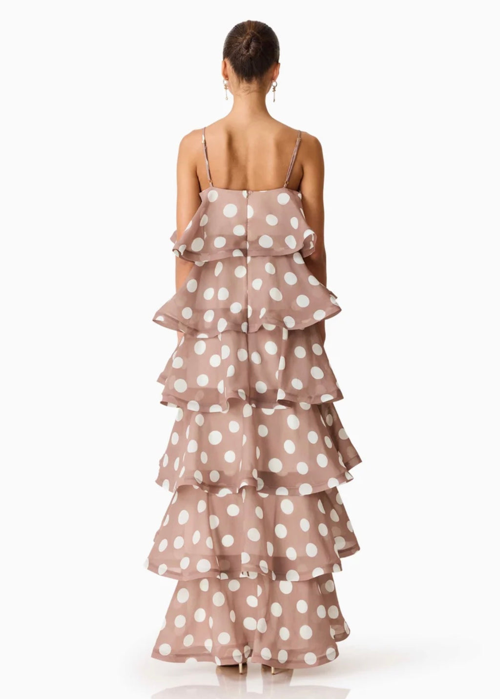 Elliatt Sola Tiered Maxi Dress Brown Polkadot