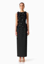 Elliatt Dali Floral Appliqué Gown in Black
