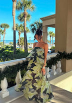 Elliatt Elysia Tiered Gown Black & Green Floral