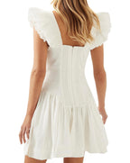 Aje Simone Frill Sleeve Mini Dress White