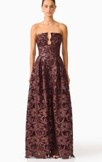 Elliatt Novelle Sweetheart Maxi Dress Chocolate Brown