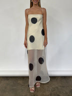 By Nicola Mila Maxi Dress In Ivory Polka Dot