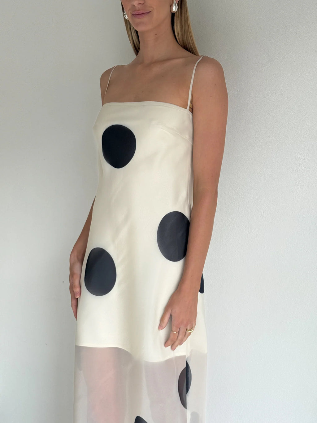 By Nicola Mila Maxi Dress In Ivory Polka Dot