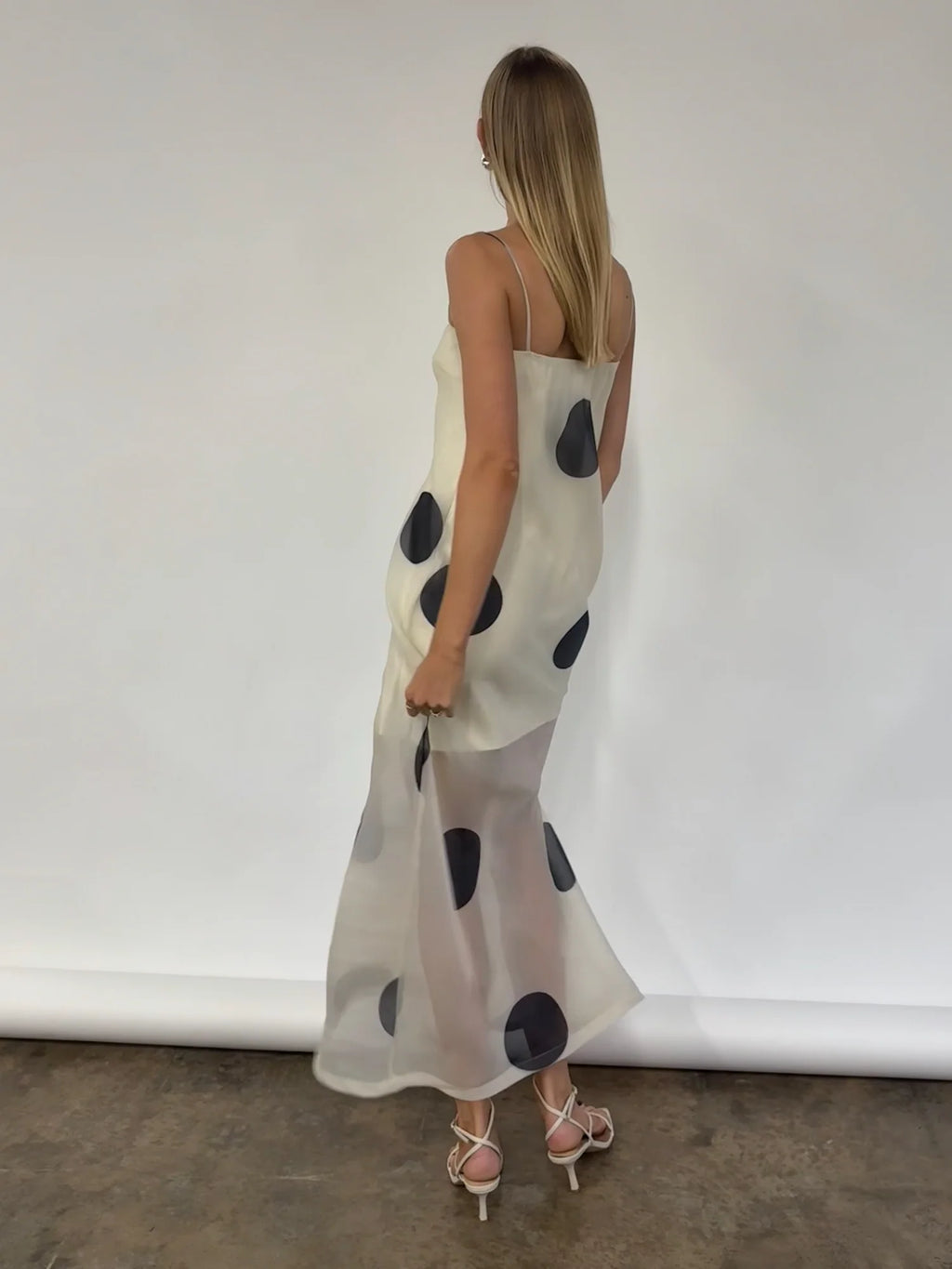 By Nicola Mila Maxi Dress In Ivory Polka Dot