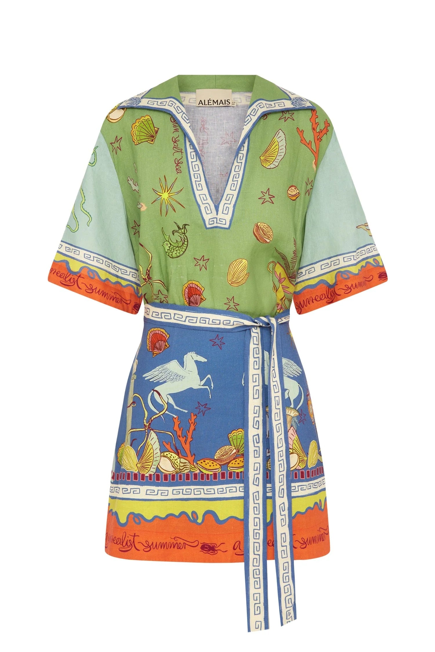 Alemais Surrealist Summer V Neck Mini Dress