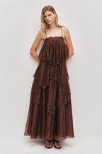 Aje Ophelia Lace Gown Chocolate
