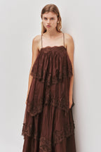 Aje Ophelia Lace Gown Chocolate