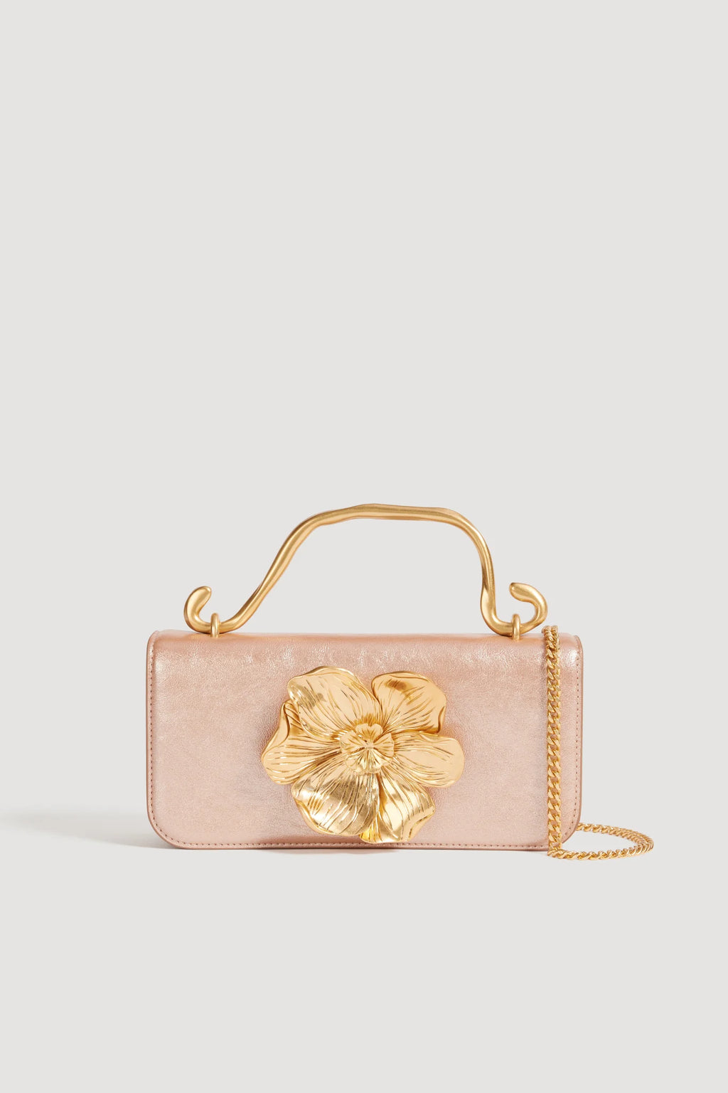 Aje Alessia Flower Clutch Rose Gold Metallic