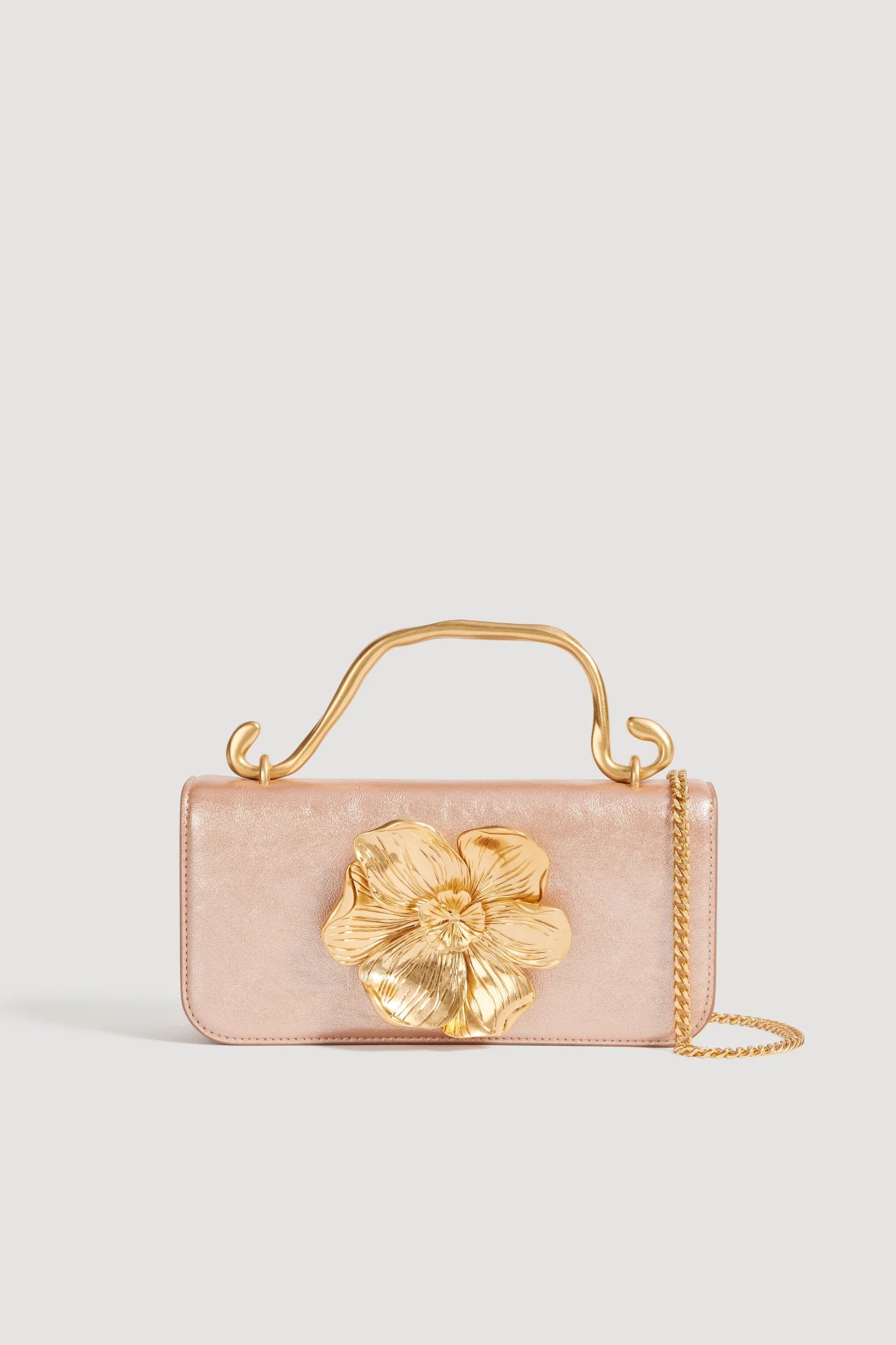 Aje Alessia Flower Clutch Rose Gold Metallic