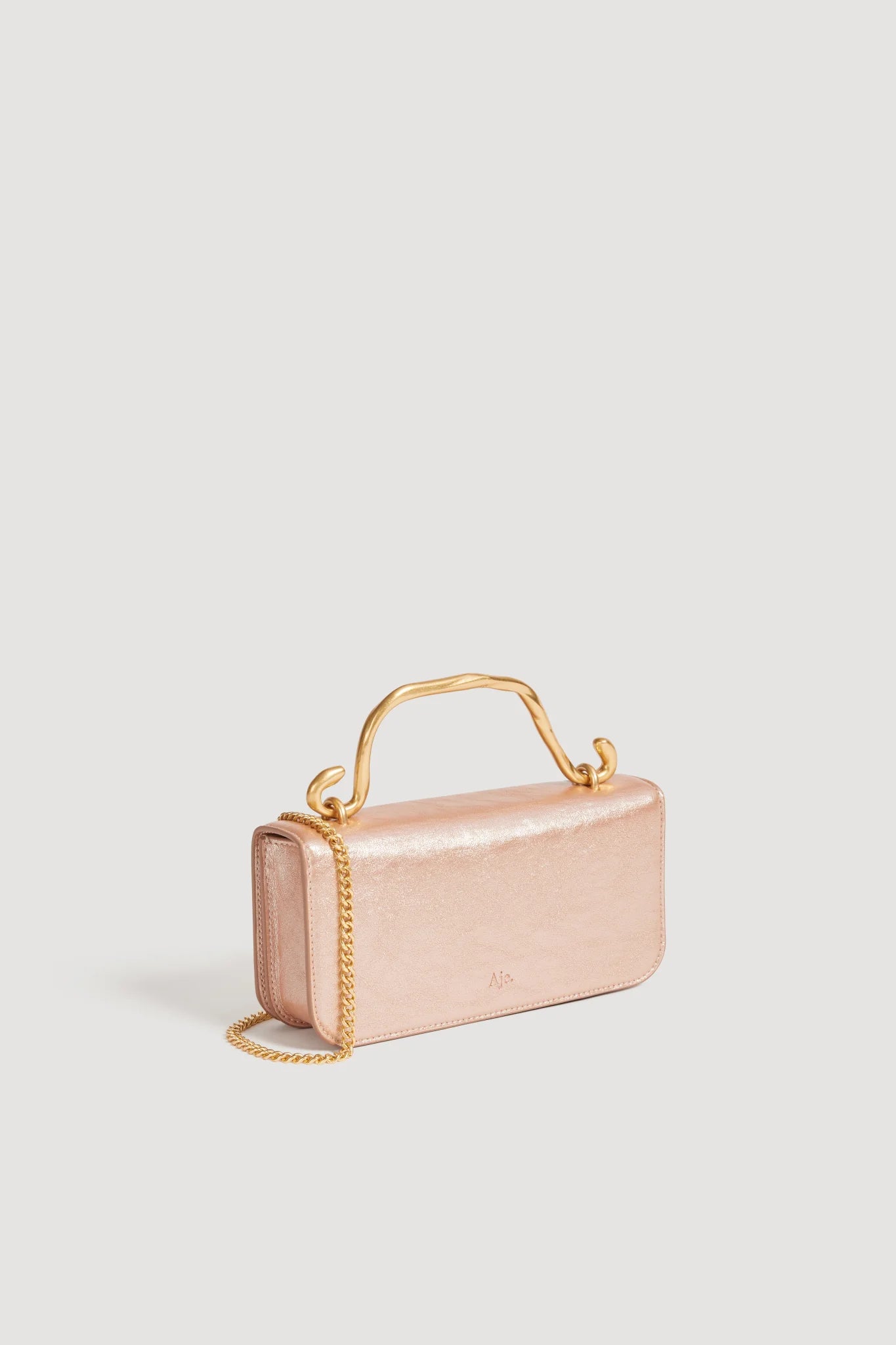 Aje Alessia Flower Clutch Rose Gold Metallic