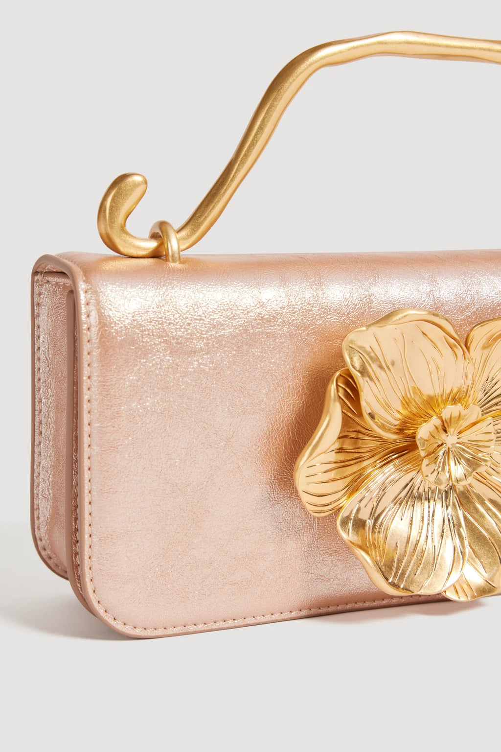Aje Alessia Flower Clutch Rose Gold Metallic