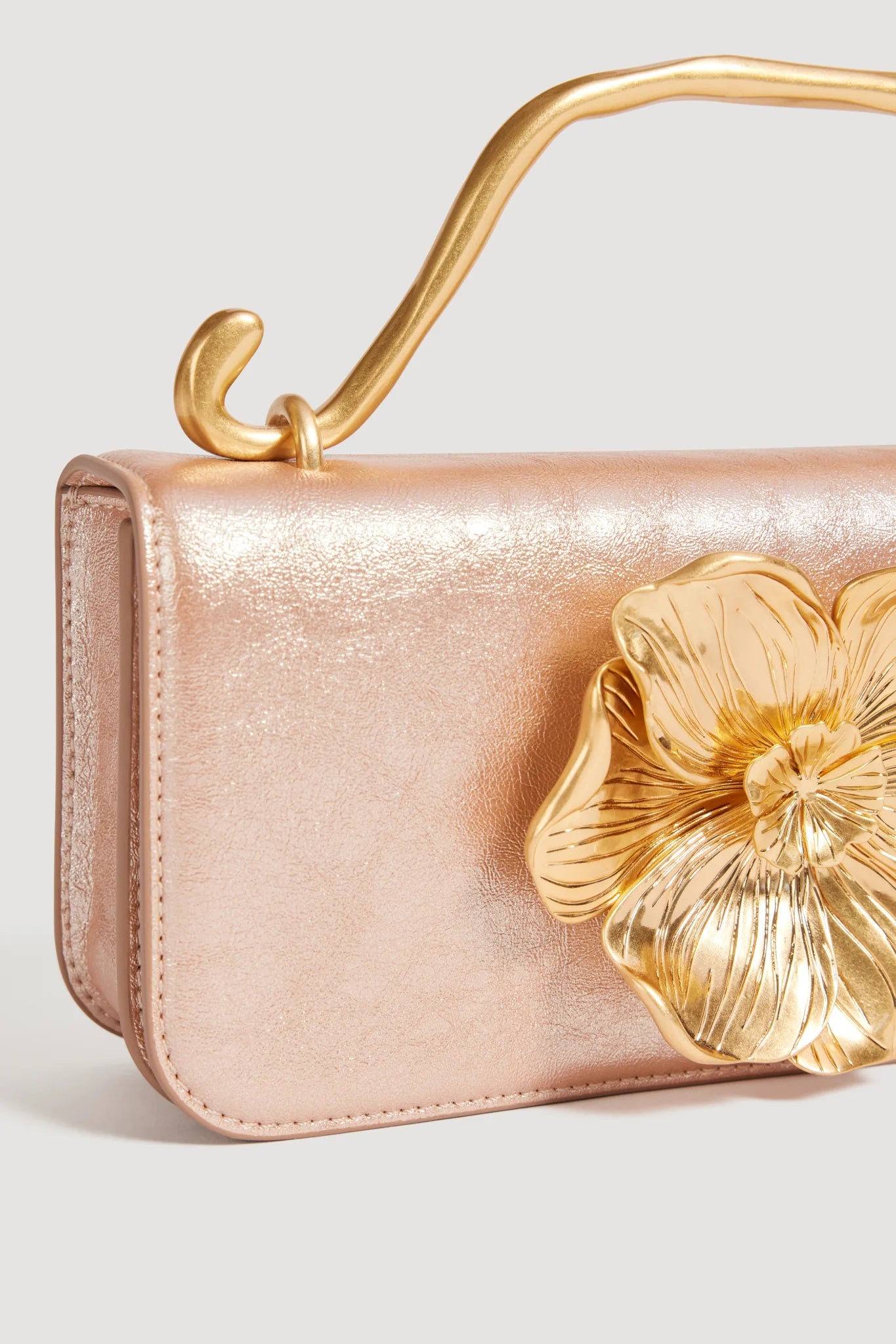 Aje Alessia Flower Clutch Rose Gold Metallic
