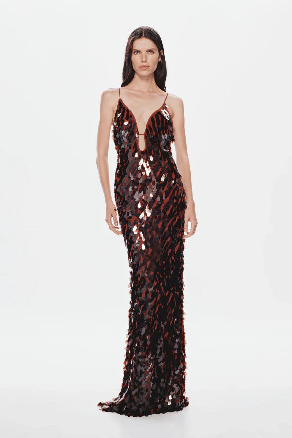 Misha Sapphire Sequin Maxi Dress Fig