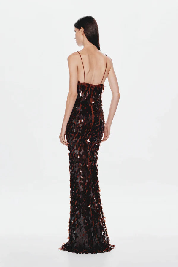 Misha Sapphire Sequin Maxi Dress Fig