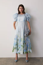 Aje Clementine Midi Dress Blue Hydrangea
