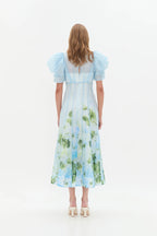 Aje Clementine Midi Dress Blue Hydrangea