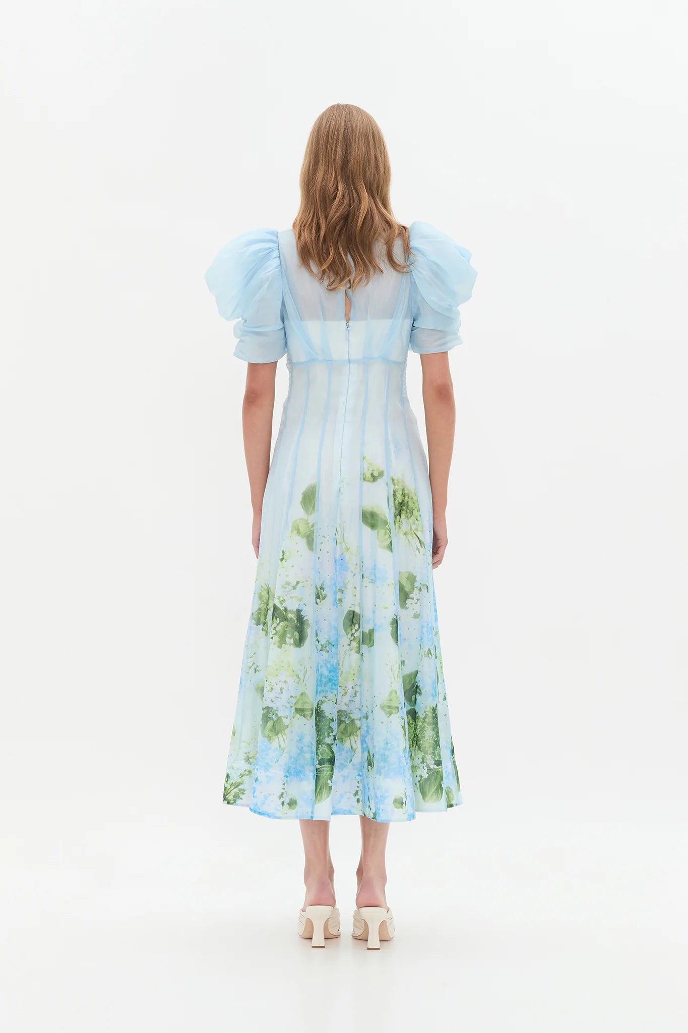 Aje Clementine Midi Dress Blue Hydrangea