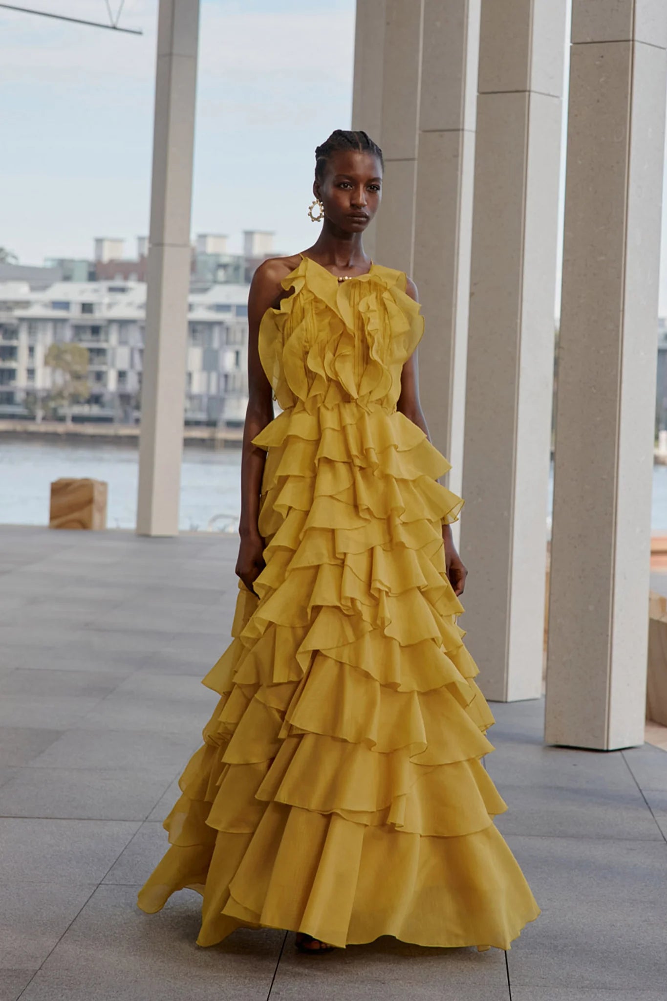 Aje Cleo Gown Chartreuse