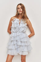 Aje Cleo Mini Dress Silver Blue